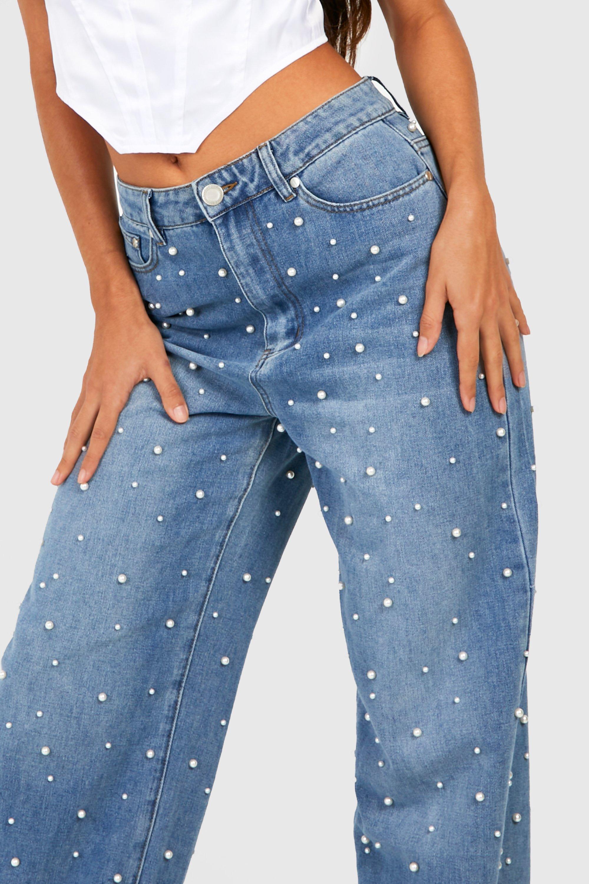 Denim jeans cheap with pearls